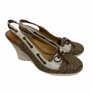Coach Athena Monogram Wedge Sandals Size 7M
